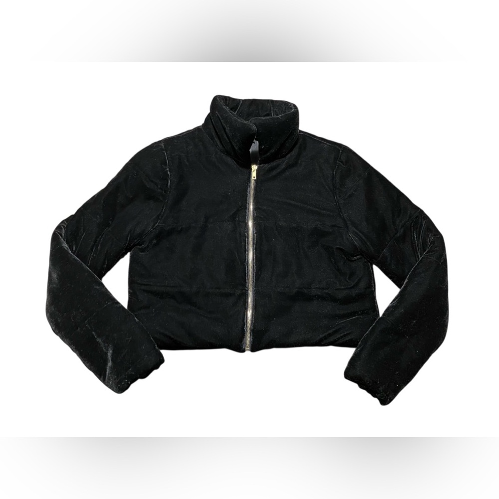 Shinestar Black Velvet Jacket with Gold Zipper